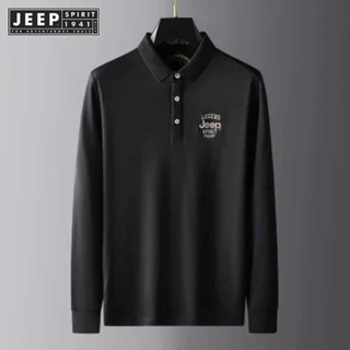 Jeep SPIRIT 1941 ESTD男士polo衫寬鬆休閒長袖T恤春秋潮流上衣男士新款刺繡