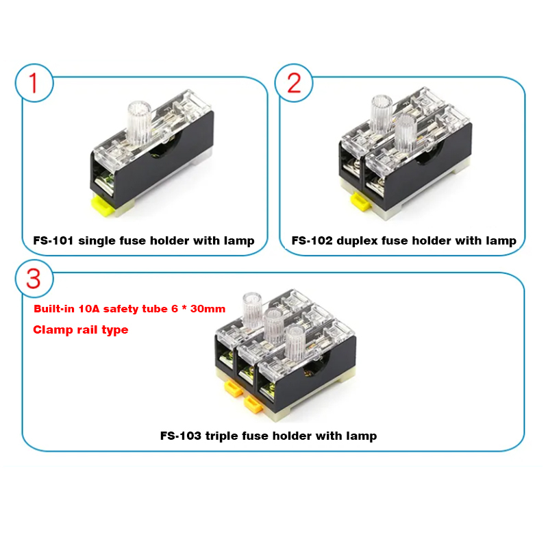 Fs-101保險絲座帶保險絲盒保險絲6x30單雙三內置10a 102/03
