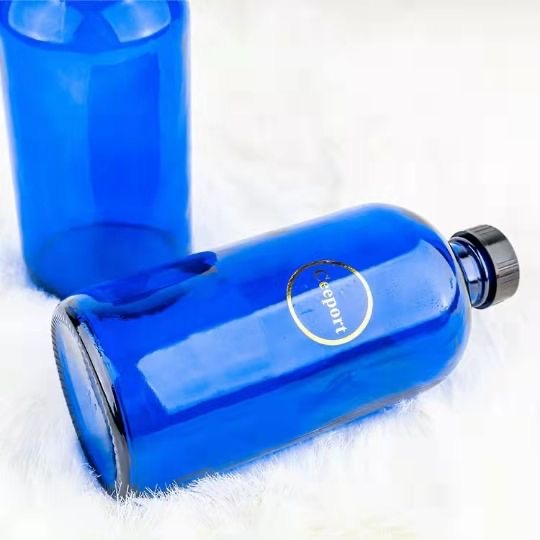 瑪納路|藍色太陽水瓶清理工具500ML藍料玻璃瓶修藍博士附贈木塞清理貼