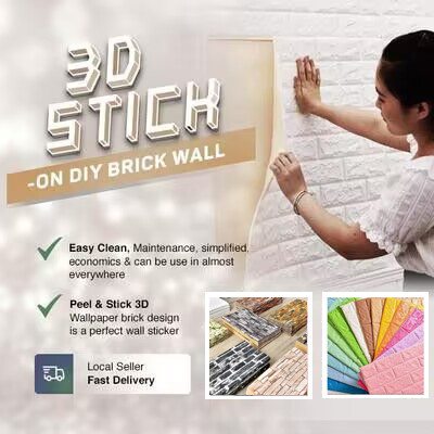 💖🌹满399包邮🌹PE發泡厚3D牆DIY磚紋壁紙貼復古磚紋壁紙