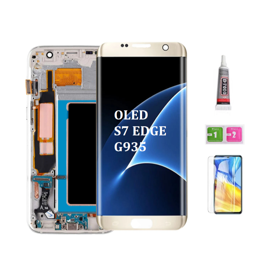 Oled 帶框架,適用於三星 Galaxy S7 Edge G935 G935F LCD 顯示屏,帶觸摸屏顯示數字化儀更