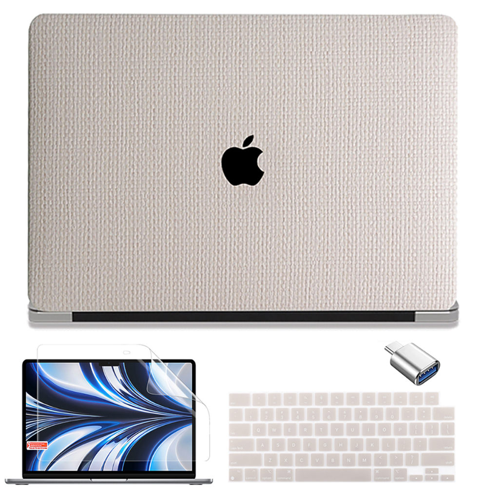 編織/荔枝紋理保護殼 適用於MacBook Air 13.6 Pro 13 14英寸 M1 M2 M3晶片外殼帶注音鍵盤