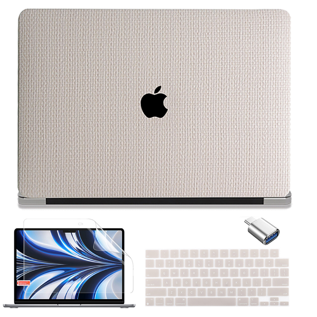編織/荔枝紋理保護殼 適用於MacBook Air 13.6 Pro 13 14英寸 M4 M2 M3晶片外殼帶注音鍵盤