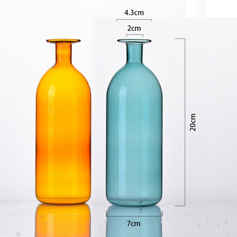 淡雅花瓶 彩色透明玻璃花瓶 小口玻璃瓶 水培插花瓶 家居工藝品擺件