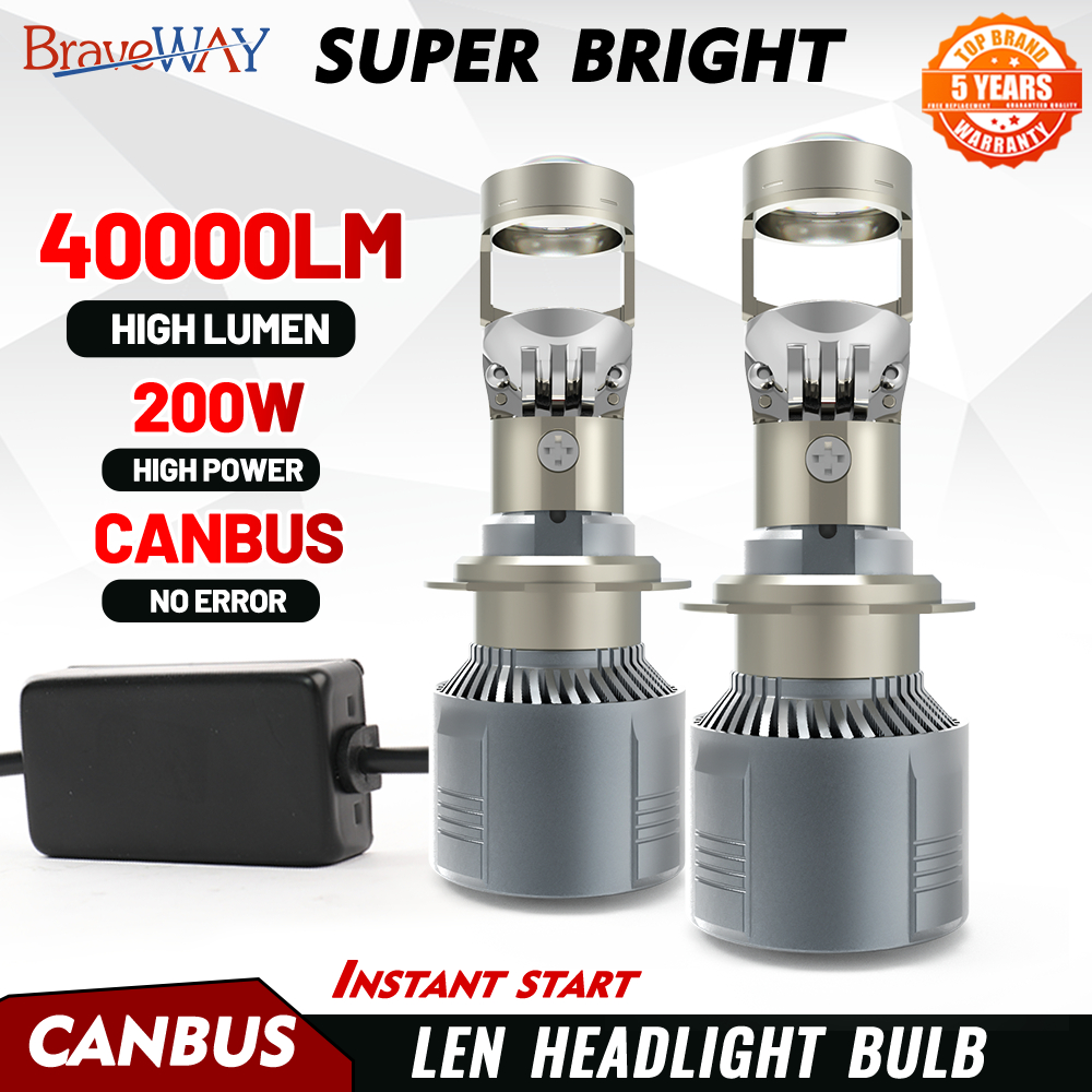 40000lm H4 H7 Led 迷你投影儀鏡頭 H8 H11 Canbus 9005 HB3 9006 HB4 90