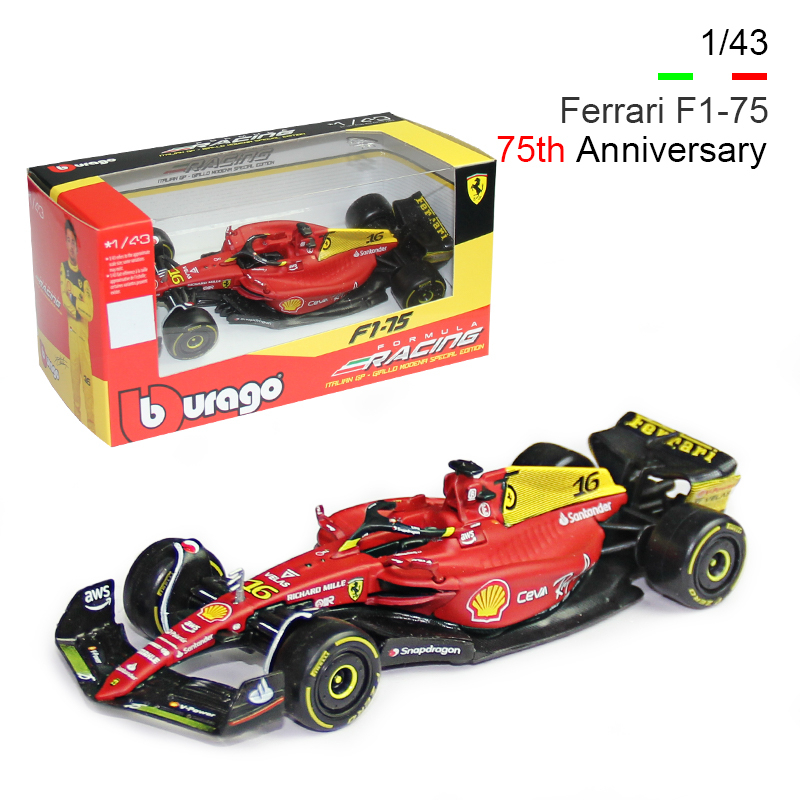 FERRARI Bburago 1:43 2022 F1 75 週年意大利 GP 法拉利 F1-75 16 Lecler