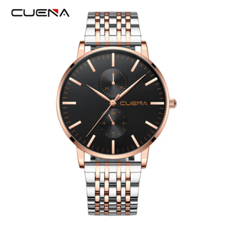 Cuena 男士手錶原創品牌時尚奢華休閒商務不銹鋼 6035