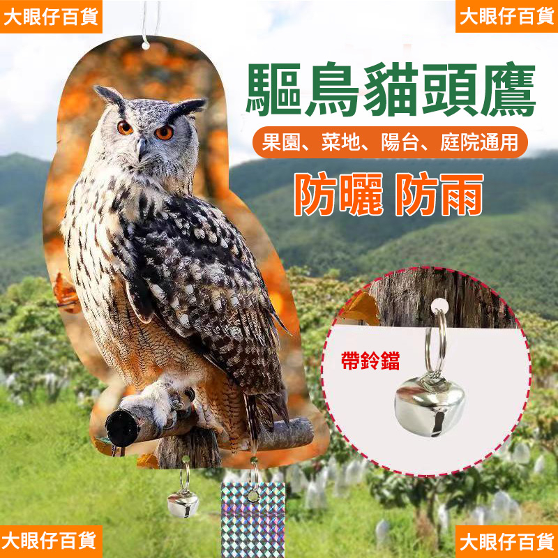 驅鳥器 趕鳥 嚇鳥 鐳射趕鳥 驅趕老鼠 驅鳥貓頭鷹 庭院陽臺 仿真貓頭鷹 雙面反光 綵帶 貓頭鷹掛片 驅鳥神器 園林裝飾