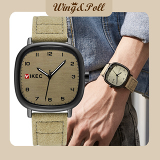 時尚簡約石英防水手錶大方形錶盤皮革錶帶手錶男士女士手錶創意