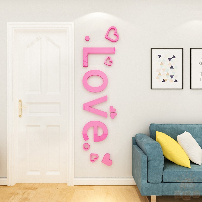ins風love英文字母創意3d牆貼亞克力立體壁貼客廳宿舍少女心裝飾牆面門貼畫
