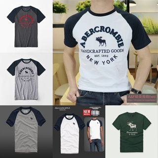 【現貨速發】Abercrombie＆Fitch 新款夏季 A&F 短袖T恤 男 純棉 字母貼布刺繡打底衫 AF圓領短袖