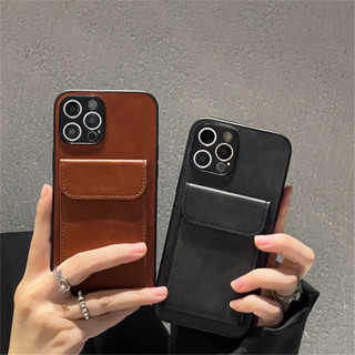 豪華皮革卡錢包支架手機殼相容 iPhone 14 Plus 13 11 12 Pro Max XR XS X 復古防震軟
