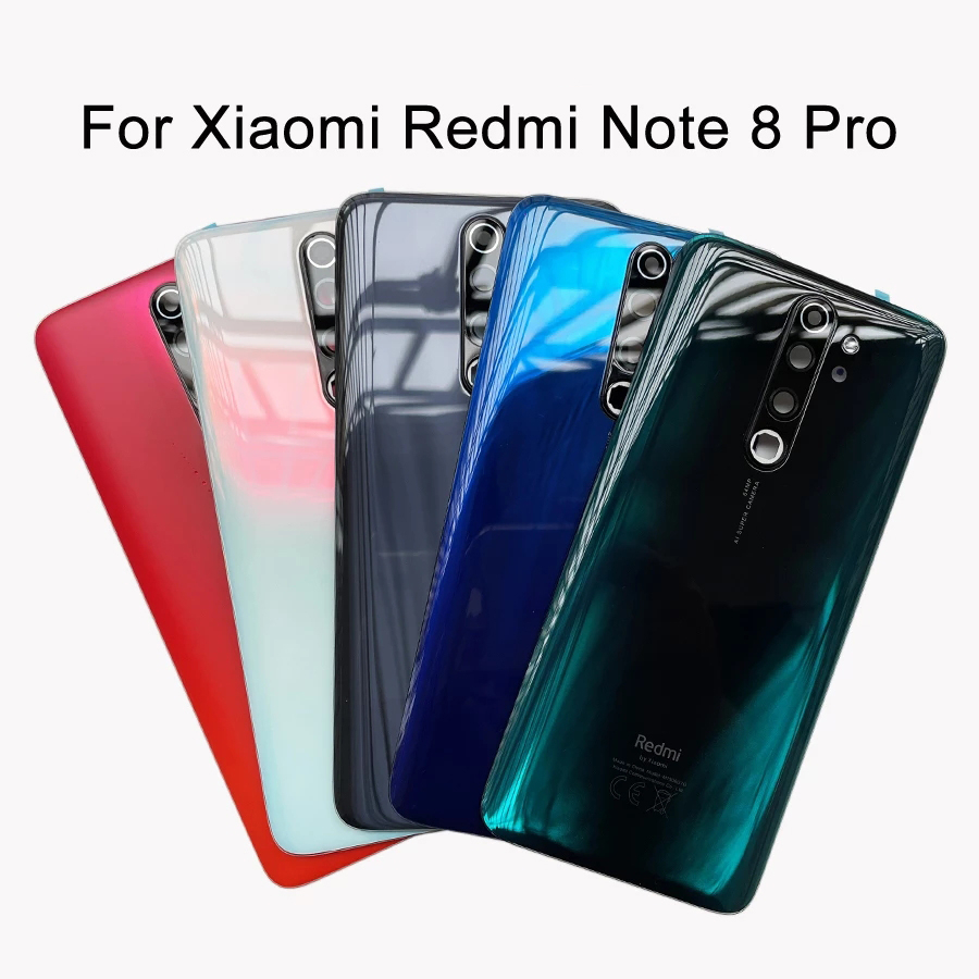 REDMI XIAOMI 適用於小米紅米 Note 8 Pro 電池蓋後蓋玻璃面板後殼帶相機鏡頭