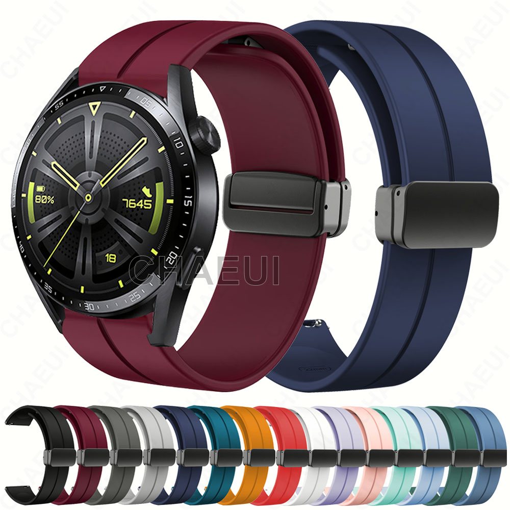 華為 Watch GT4 46mm錶帶 Huawei GT2 Pro GT3 42mm 矽膠腕帶 折疊扣錶帶