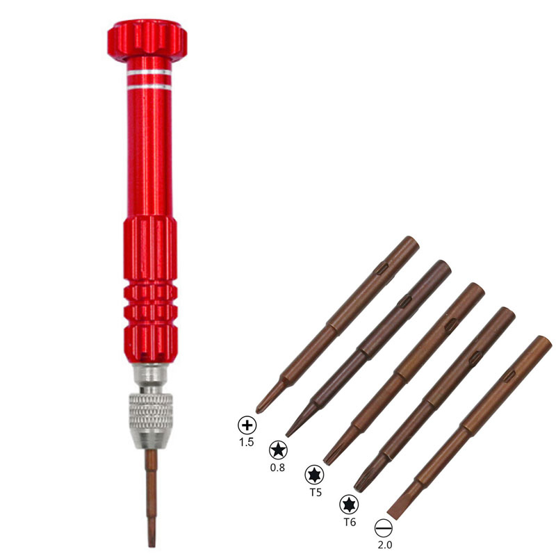 螺絲刀套裝5合1 螺絲起子 一字 十字 梅花頭 T5 T6 筆電 手錶 眼鏡 玩具 拆卸組裝  家用必備維修 修理工具