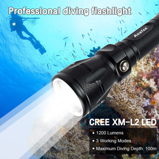 專業潛水手電筒 Cree XM-L2 LED 1200LM 防水 IPX8 燈潛水深度 100M 休閒潛水水肺潛水洞穴潛