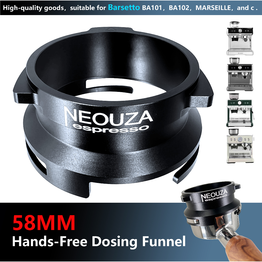 Neouza 58 毫米三耳咖啡計量漏斗環適用於濃縮咖啡機,兼容 Breville Oster Barsetto Max