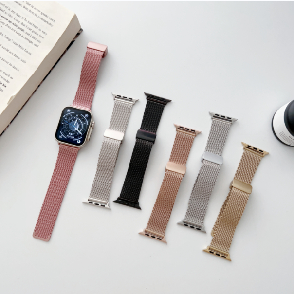 蘋果米蘭摺疊磁吸扣表帶Apple watch錶帶iWatch替換帶iWatch87654321se錶帶iWatch錶帶