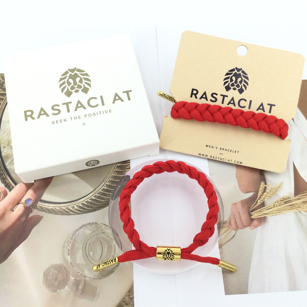 RASTAClAT 紅色編織繩手鍊帶盒雕刻經典標誌手鍊男士女士友誼可調節情人節情侶手鍊