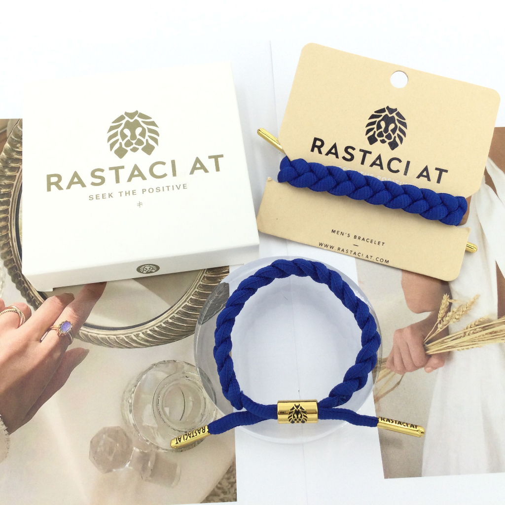 RASTAClAT 手工手鍊藍色帶禮品盒女士男士男孩女孩可調節手工編織繩繩手鍊保護和幸運編織手鍊