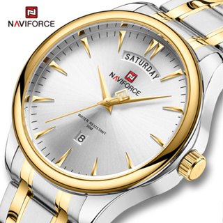Naviforce 9213 男士模擬手錶時尚休閒運動不銹鋼錶帶手錶防水男士手錶