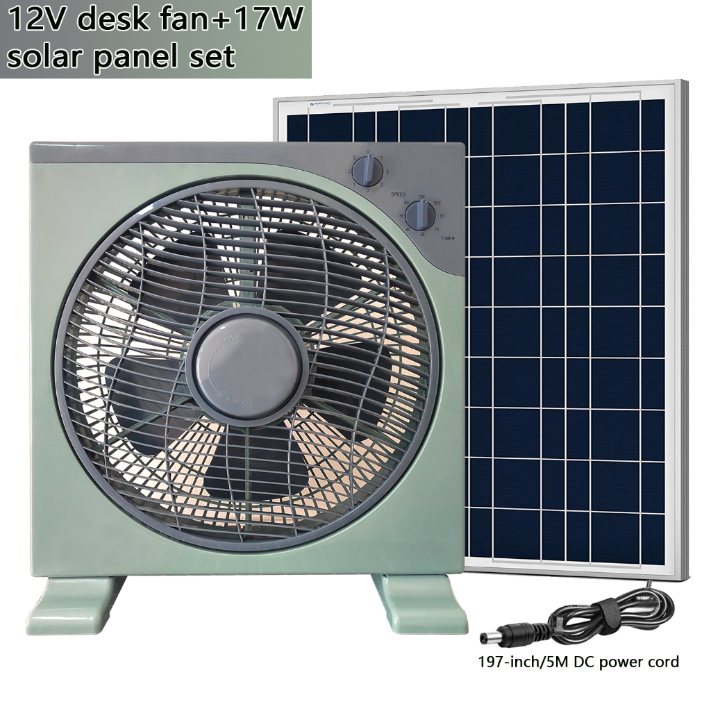 太陽能高效多晶 17W 太陽能電池板 + 12V 工業檯扇,用於冷卻,為您的戶外房車、船、露營、帳篷和溫室提供冷卻冷卻
