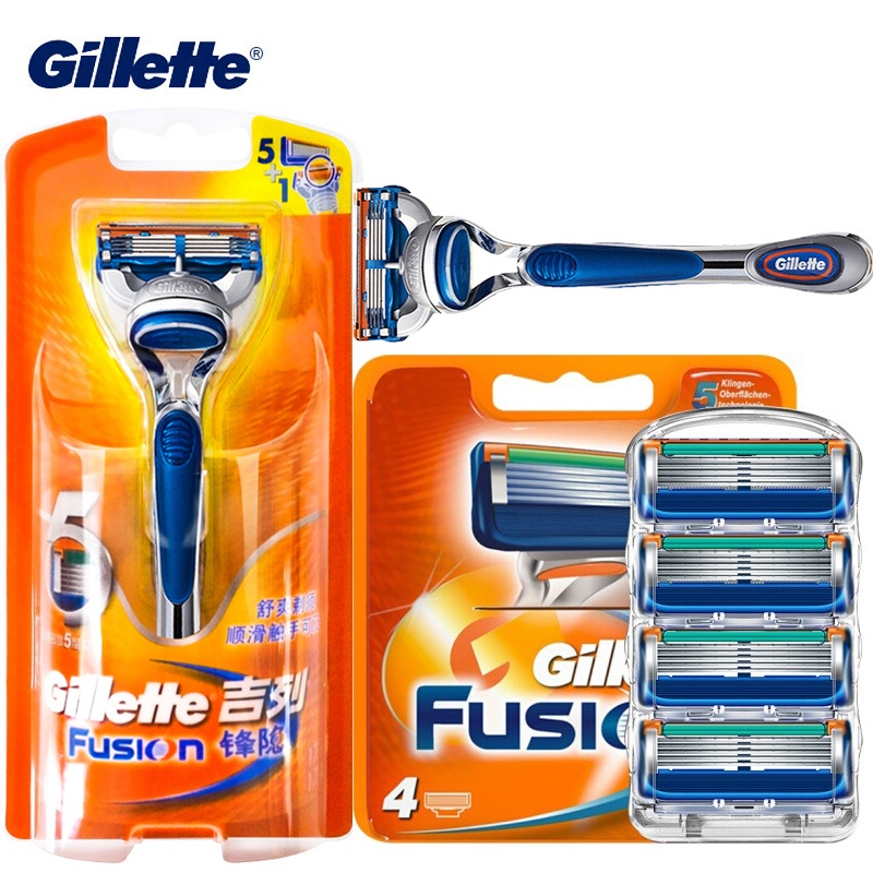 Gillette 吉列 Fusion 5 剃須刀片適用於 Fusion 剃須刀手柄男士面部毛髮剃須盒替換剃須刀頭補充裝