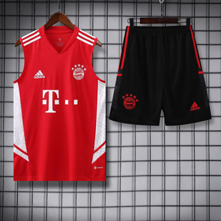 2023-24 拜仁背心足球球衣紅色訓練球衣套裝足球球衣尺寸 S-2XL
