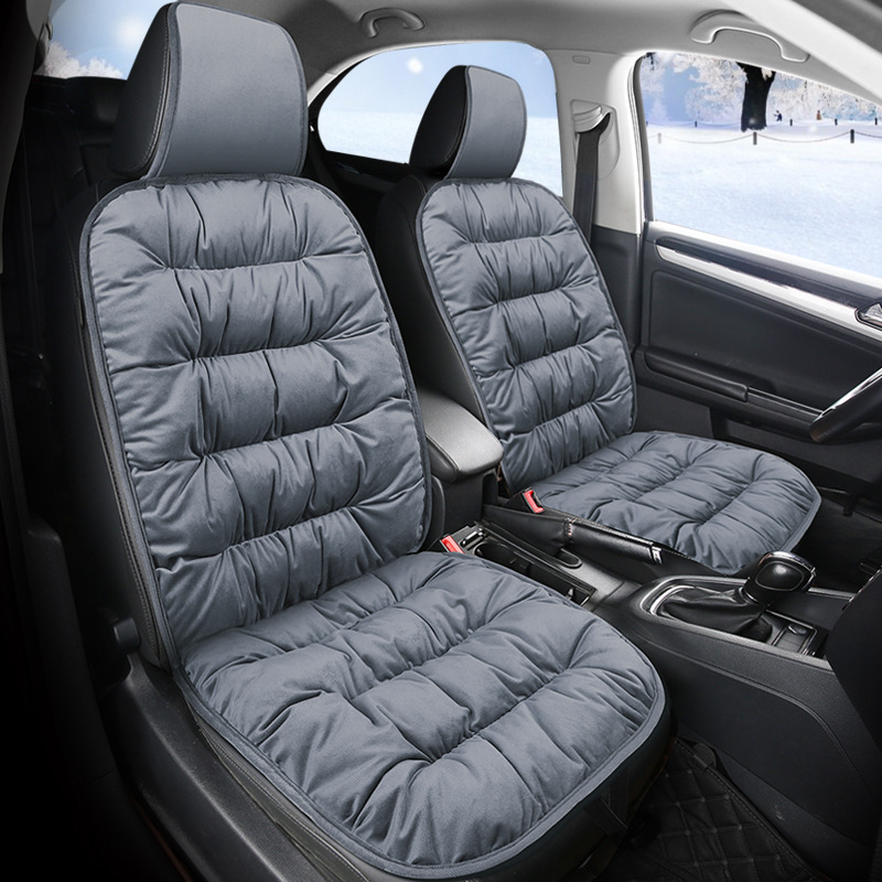 新款羽絨棉毛絨汽車座墊通用前後座墊保暖汽車座套全套適用於suv汽車保護配件