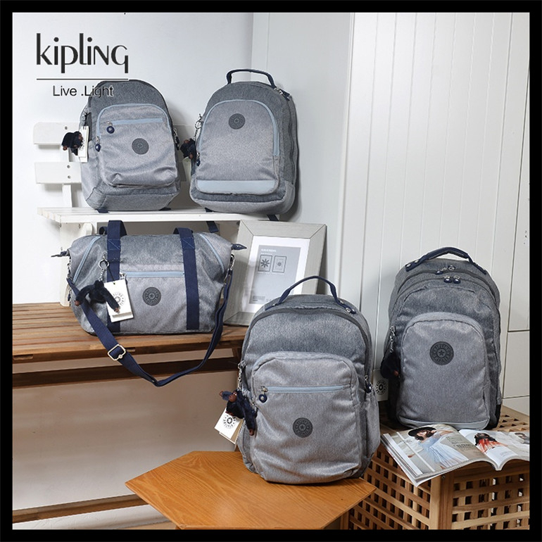 Kipling新款牛仔灰系列雙肩包/大號旅行包/男女通用雙肩包/外出休閒收納手提包 K2243