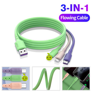 【現貨】2A 3 合 1 液態矽膠充電器線 Micro USB/i/Type C 手機數據線快速充電線