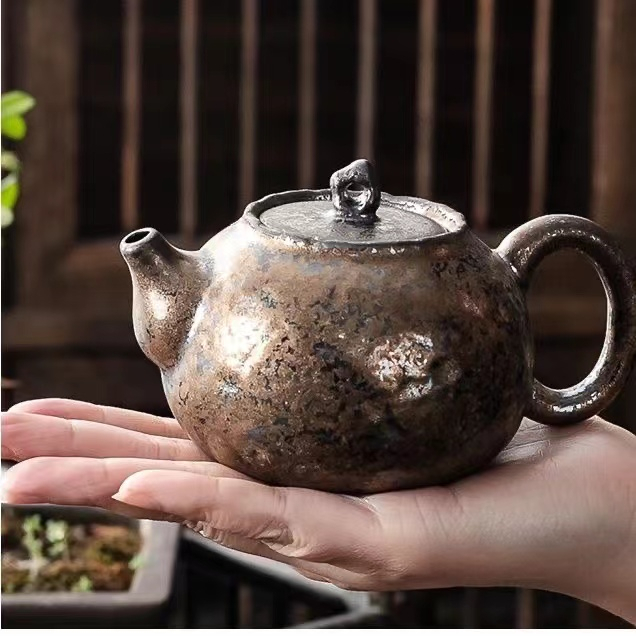 粗陶茶壺單壺日式復古泡茶壺窯變家用大號陶瓷功夫茶具泡茶器