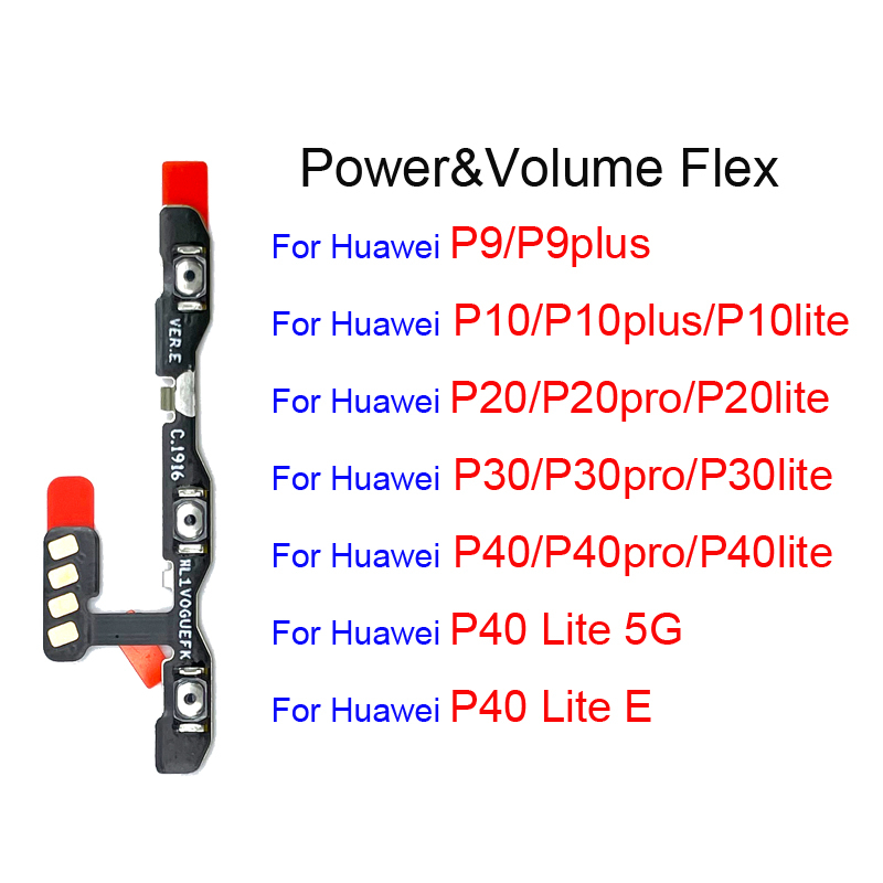適用於華為 P9 P10 P20 P30 P40 Plus Lite Pro 的電源音量按鈕 Flex
