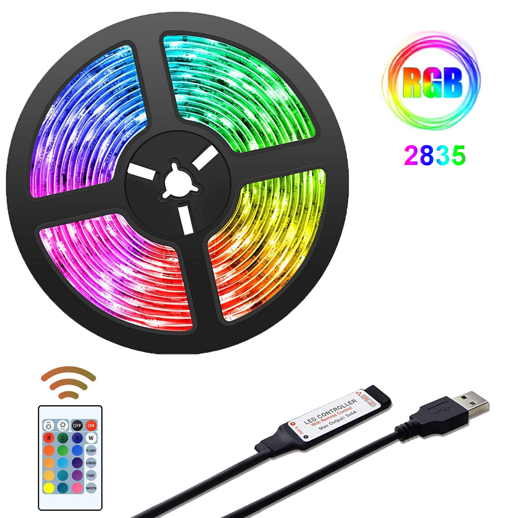 現貨 20m LED燈條RGB LED燈條24鍵遙控貼片5050 RGB 5m 10m 15m 20m Dc5V USB