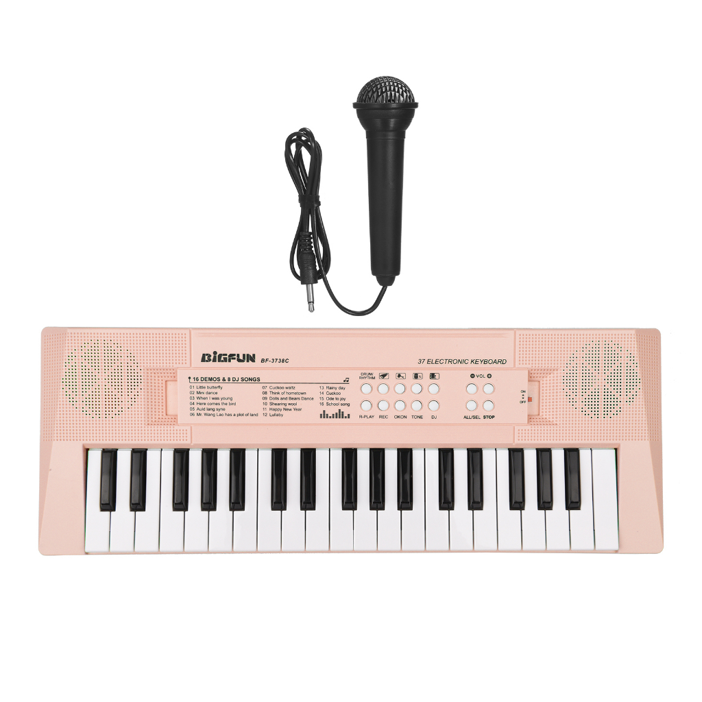彩色兒童電子琴 37键电子琴 初學者可彈奏 小鋼琴玩具 帶話筒 早教益智