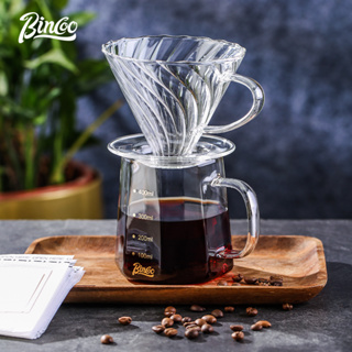 Bincoo手衝咖啡分享壺咖啡濾杯滴漏咖啡過濾器八角玻璃刻度咖啡壺400ml