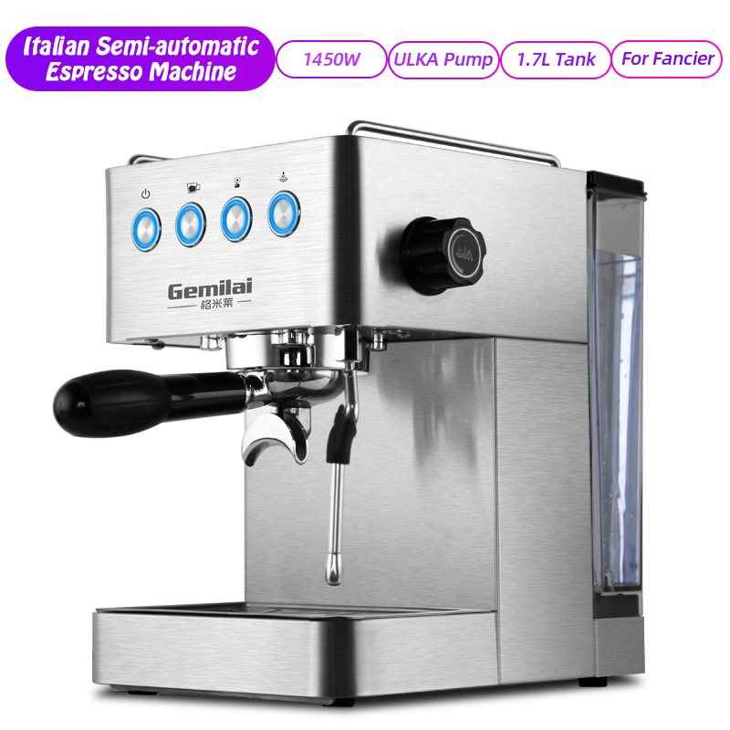 Gemilai CRM3005E 專業咖啡機半自動家用不銹鋼意式濃縮咖啡機帶蒸汽便攜