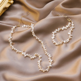 時尚巴洛克珍珠項鍊項鍊項鍊女士婚禮不規則花朵珍珠優雅天然淡水珍珠