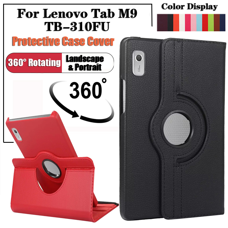 LENOVO 適用於聯想 Tab M9 (2022) 9.0" TB-310FU 時尚平板電腦皮膚保護套 360° 旋轉