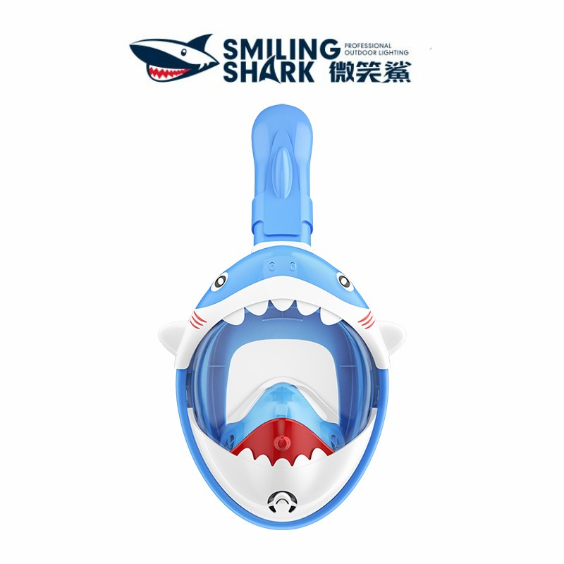 微笑鯊浮潛面罩 兒童專業潛水面罩 潛水鏡 兒童浮潛護目鏡 浮潛面鏡 防漏防霧全面罩 游泳蛙鏡 FQ1003 |官方正品