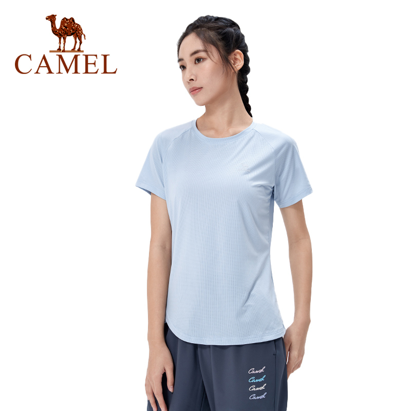 Camel運動速乾t恤女戶外透氣跑步吸汗短袖