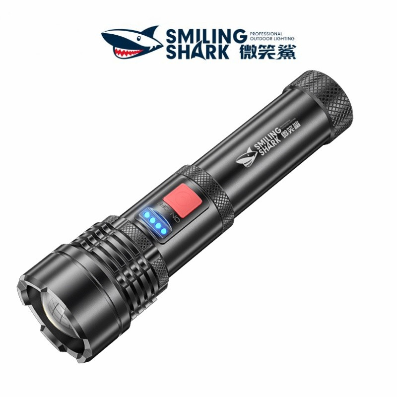 微笑鯊正品 X72 強光手電筒 超亮手電筒 USB充電戶外便攜小變焦氙氣燈多功能led遠射燈 戶外登山釣魚露營照明