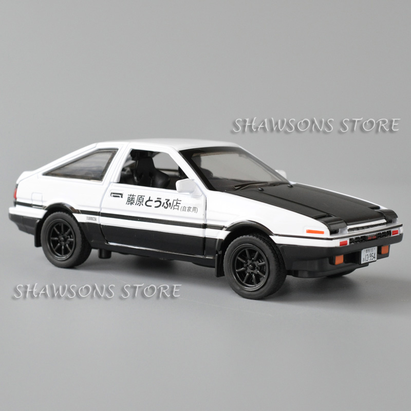 1:32 比例壓鑄豐田 Trueno AE86 模型迴力玩具車帶聲光