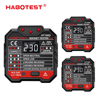 HABOTEST HT106 GFCI 電插座測試儀漏電測試自動中性火線接地線測試電路極性檢測器壁式插頭斷路器查詢器