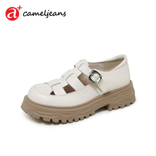 Cameljeans 女式涼鞋真皮涼鞋沙灘厚底羅馬涼鞋