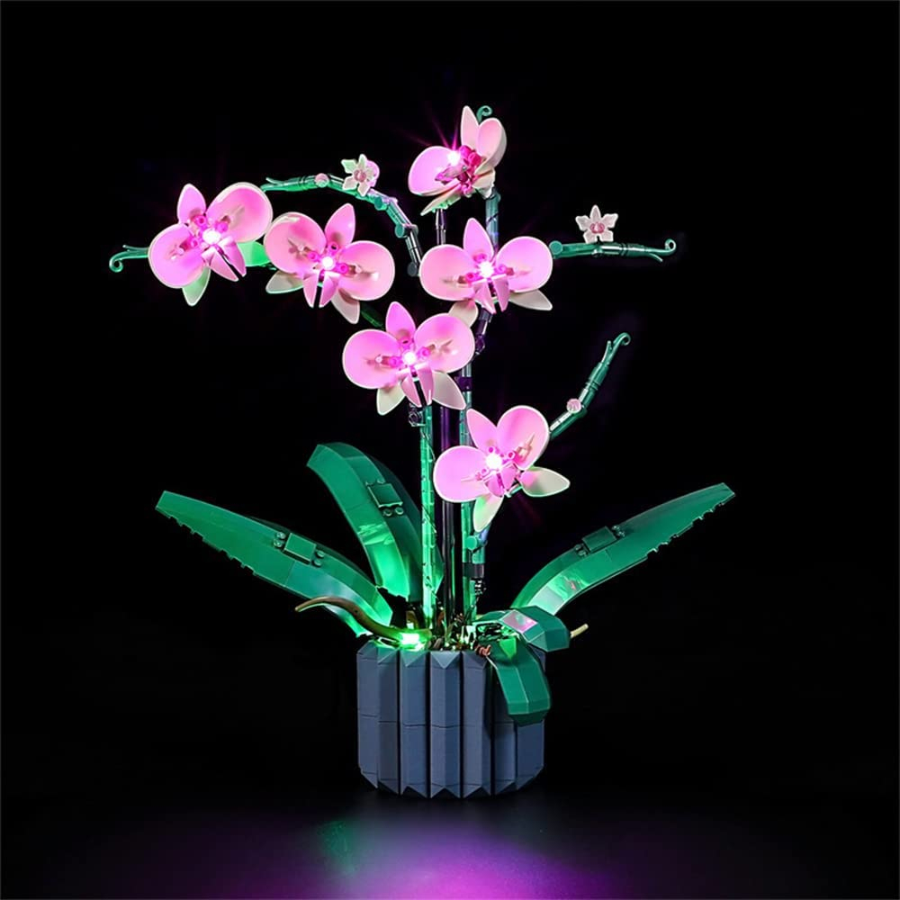 樂高蘭花照明LED燈，用於蘭花植物系列套裝，家庭裝飾，只有燈組，模型套裝
