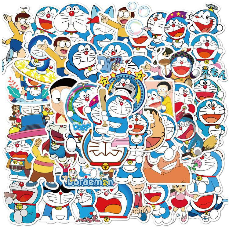 哆啦夢 50 件裝經典動漫可愛哆啦A夢卡通貼紙適用於滑板冰箱筆記本電腦筆記本貼花