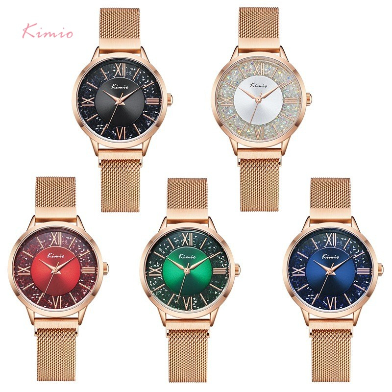 KIMIO星空復古鑲鑽女士手錶K6375M