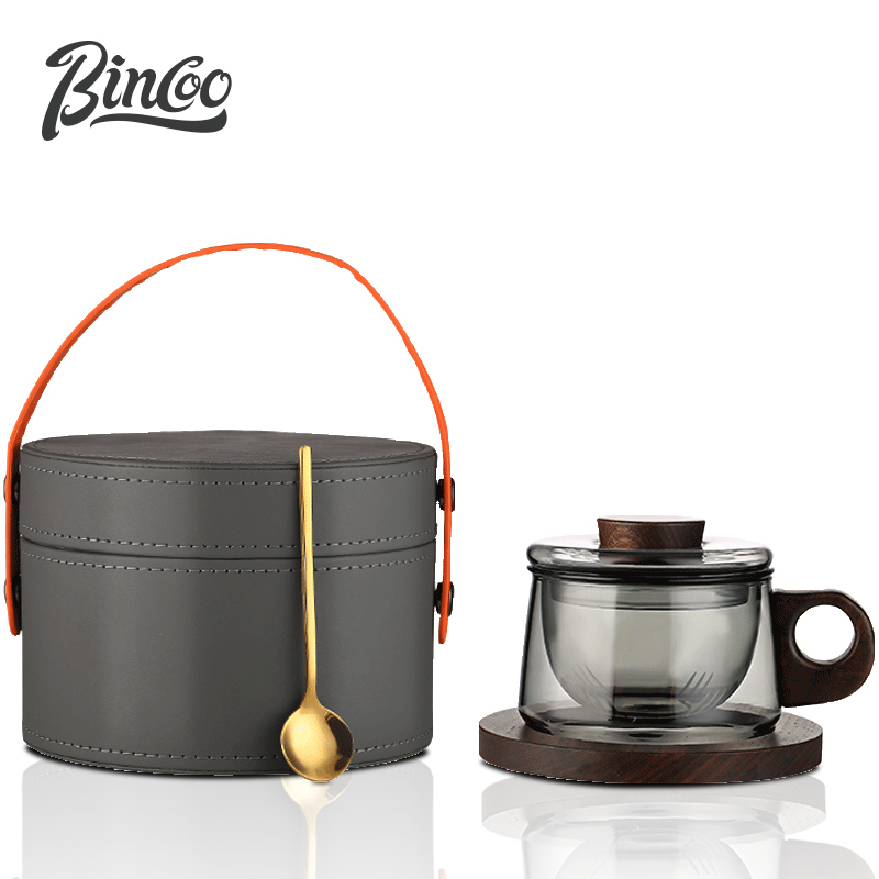 BINCOO 玻璃喝茶杯帶內膽過濾 高檔精致咖啡杯碟套裝 個人專用茶水分離泡茶杯 送禮最佳 300ML