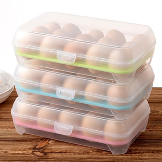 雞蛋冰箱收納盒 便攜式 防碰撞雞蛋格 戶外野餐盒 15格塑膠雞蛋盒包裝 廚房用品